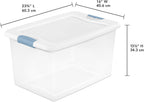 Sterilite 12-Pack Latching Box, Clear Plastic Under Bed Storage Bins with Lids, 64 Quart - Large Stackable Tote Organizer Containers for Closet, Bedroom, Bathroom, and Office Organization