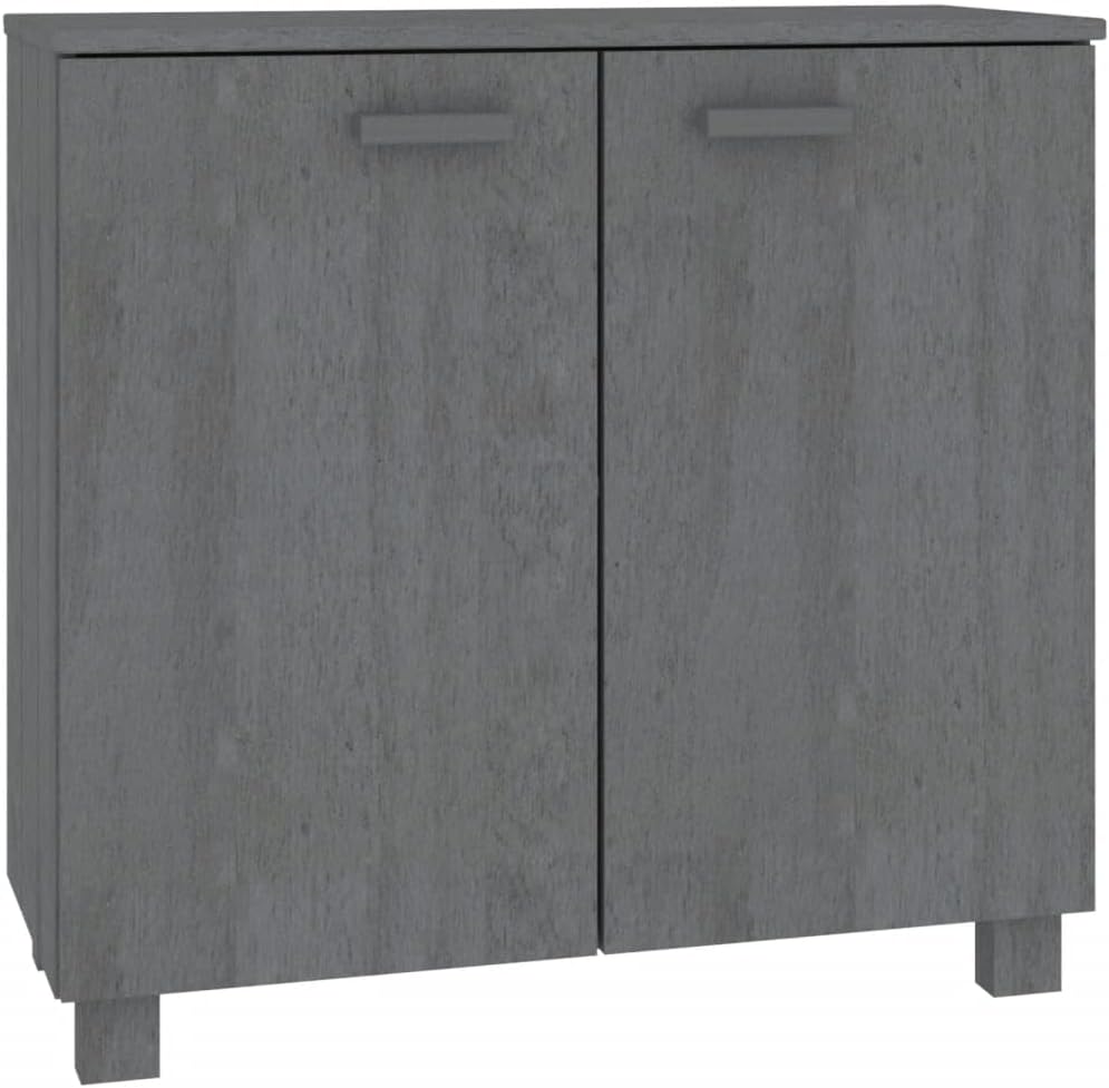Dark Grey Solid Pine Wood Sideboard with MDF Large Storage Cabinet, Rustic Design for Living Room and Dining Area, Two Doors and Built-in Shelves for Ample Storage, Durable