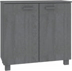 Dark Grey Solid Pine Wood Sideboard with MDF Large Storage Cabinet, Rustic Design for Living Room and Dining Area, Two Doors and Built-in Shelves for Ample Storage, Durable