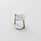 White and Gold Round Side Table with 3-Tier Open Shelves, Modern End Table for Living Room Sofa Side, Small Bedside Nightstand for Bedroom, Sturdy Metal Frame Accent Table for Small Spaces, 14 inch