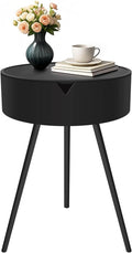 Nightstand, Modern Side Table Bedroom with Storage, Small End Bedside Table with Drawer for Living Room, Office, Dorm Small Spaces (Black)