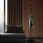 JIAYUEJU Coat Rack Freestanding Corner Coat Tree Hat Rack Stand with Heavy duty Marble Base & 6 Hooks for Entryway, Hallway, Living Room, Bedroom, Hotel, Office 14.57”x 14.57”x 66.93”