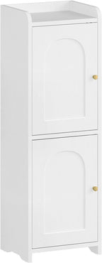 Hzuaneri Bathroom Storage Cabinet, Small Corner Floor Cabinet with 2 Doors and Adjustable Shelf, Narrow Toilet Paper Cabinets, Bathroom Organizer for Small Spaces, 7.9" D x 9.8" W x 29.5" H White