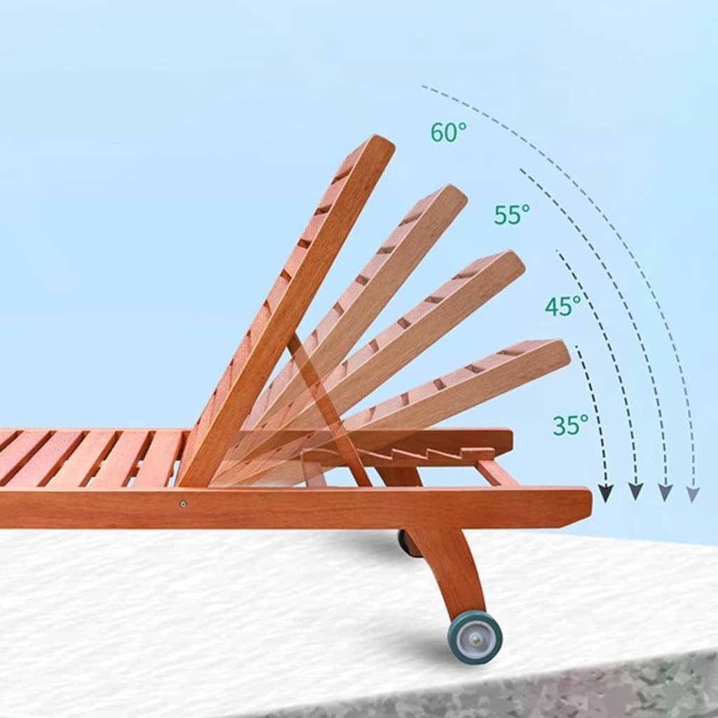 Patio Benches for Outdoors Outdoor Solid Wood Lounge Bed, Scenic Seaside Pool, Hotel Courtyard Garden, Beach Vacation Chair Garden Benches for Outdoors