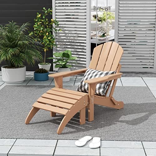 WO Home Furniture Adirondack Ottoman Outdoor Patio Footrest 13.5" Inch Folding Footstool for Outdoor Adirondack Chair (Teak)