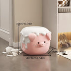 BORSHERNB A Creative Bear-Themed Floor Sculpture,A Functional Entryway Stool,A Whimsical Decorative Accent for Bedroom or Children‘s Room (Pink 42 * 44 * 35cm)