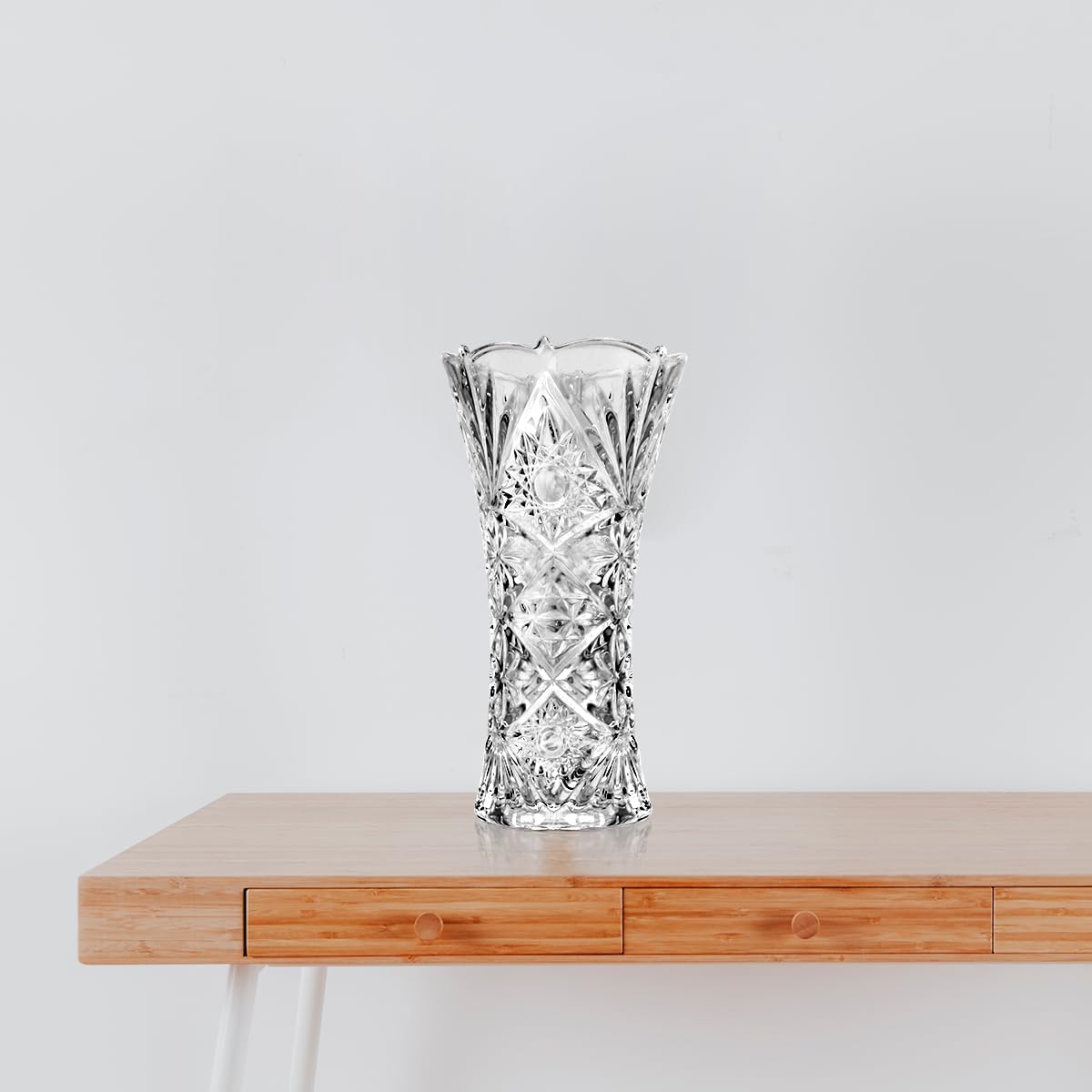 CS Crystal Vase 12-inch high, Sunshine Design, for Flowers & Decor. Lovely Nice Shiny Piece. Perfect as a Gift, Suitable for All Occasions.
