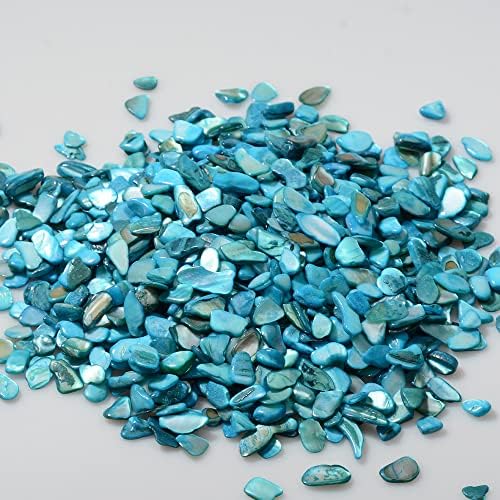 QICQDRAM Crushed Shells for Crafts About 1LB (405g/14.28oz) Small Natural Crushed Shells Bulk for Crafts DIY Beaching Wedding Decoration Vase Fillers (Light Blue)