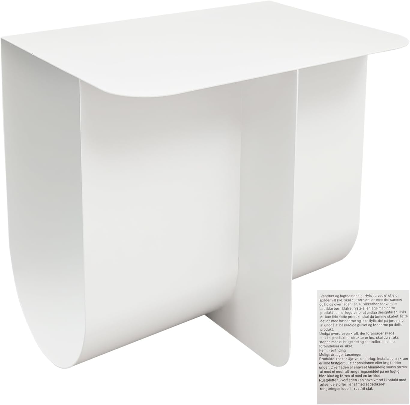T-Shaped Metal End Table, Modern Side Table Accent Tables for Living Room, Bedroom, Office, No Assembly Required 15.7" W X 11.8" D X 15H (White)