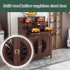 Personal Shrine Altar Table with Storage, Buddha Niche Chinese Cabinet, Pooja Mandir Cabinet for Incense & Offerings (Light Brown, 126cm/49.6in)