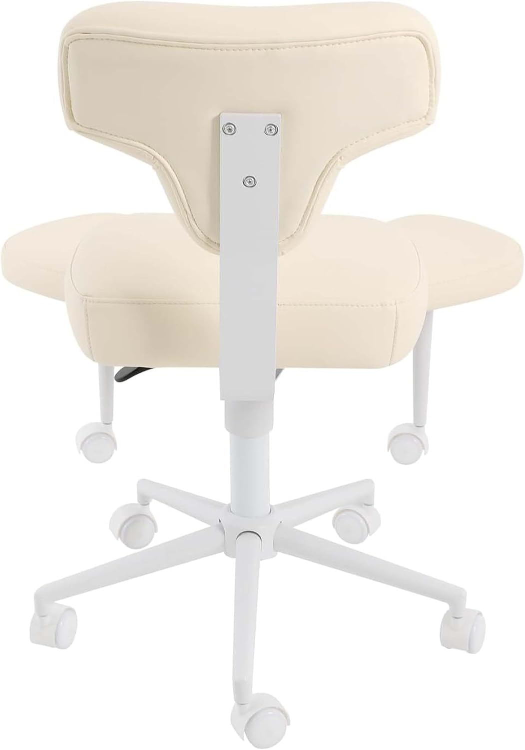 Ergonomic Cross Legged Chair, 360° Swivel Meditation Chair with Adjustable Height 30.31-34.64in & Movable Footstool, Versatile Kneeling Chair for Office Home Yoga, Max Load 286.6lbs, Beige PU