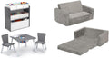 Delta Children 4-Piece Toddler Playroom Set, Grey/White & Serta Perfect Extra Wide Convertible Sofa to Lounger, Comfy 2-in-1 Flip Open Couch/Sleeper for Kids, Grey