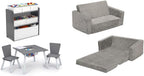 Delta Children 4-Piece Toddler Playroom Set, Grey/White & Serta Perfect Extra Wide Convertible Sofa to Lounger, Comfy 2-in-1 Flip Open Couch/Sleeper for Kids, Grey
