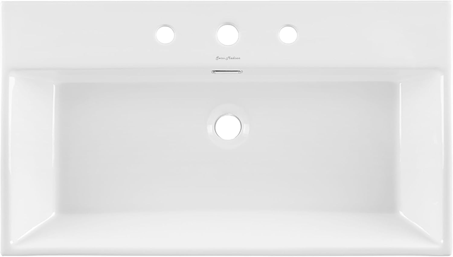 Claire 30" Console Sink White Basin Brushed Gold Legs with 8" Widespread Holes