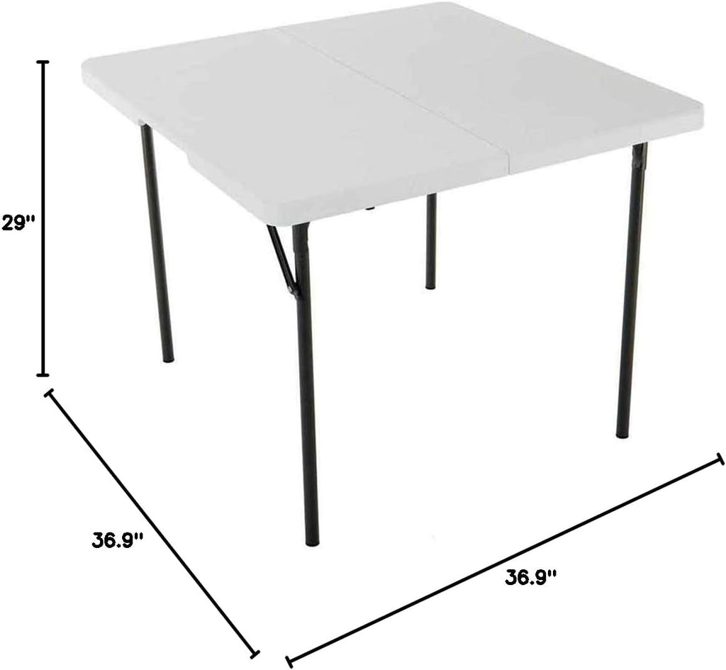 LIFETIME 280228 37-Inch Square Fold-in-Half Table, White Granite Top with Gray Frame