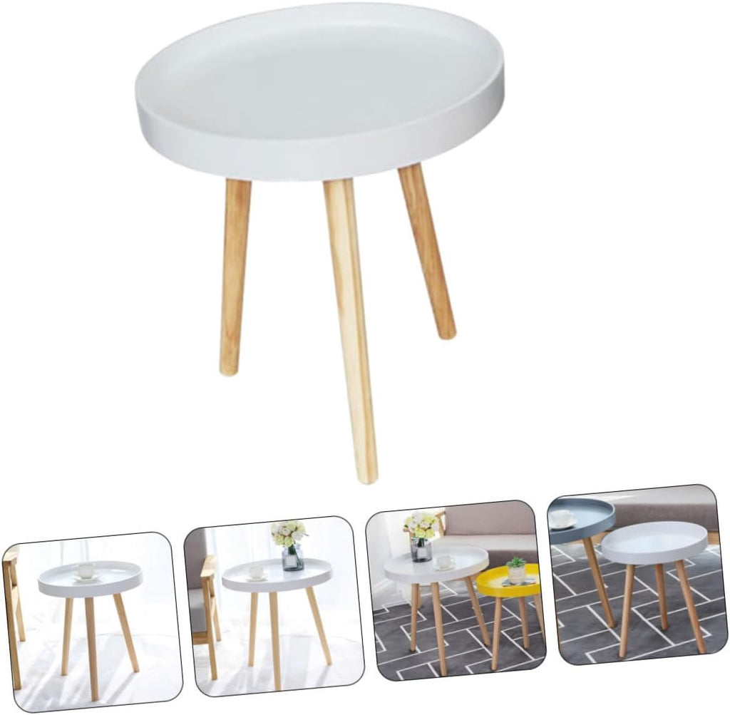 Nordic Style Small Round Indoor Coffee Table White Mini Sofa Side Table for Living Room and Balcony Compact Household