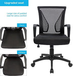 Furmax Office Chair Ergonomic Computer Desk Mesh Chair Mid Back Swivel Lumbar Support with Armrest (1, Black)