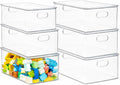 primebox Plastic Clear Stackable Storage Bins with Lids. Great for Pantry or Kitchen Organization. Fridge Organizer Containers. Cabinet, Bathroom Organizer. 6 Pack