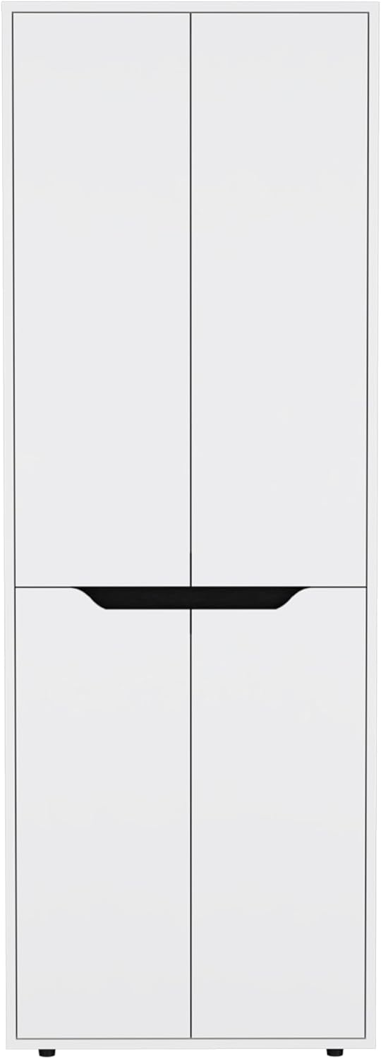 4-Door Kitchen Pantry Organizer Cabinet, Wooden Cupboard Credenza Bufffet Serving with Storage Shelves, Freestanding Hutch for Kitchen, Dining Room,White