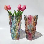 Unbreakable Flower Glass Vase 3.5lb 9.5inch Sparkle vase Bohemian Style, for Centerpieces,Kitchen,Office, Living Room,Wedding,Perfect Home Decor Glass Vase (Sparkle Color)