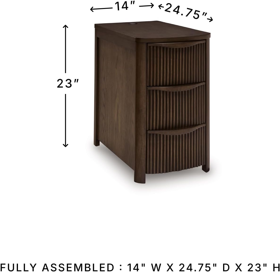 Signature Design by Ashley Camdill Chairside Contemporary End Table with USB Port and Charging Station, Dark Brown