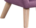 19.5" W Pink Linen Chair with Button Tufted Back and Wooden Legs