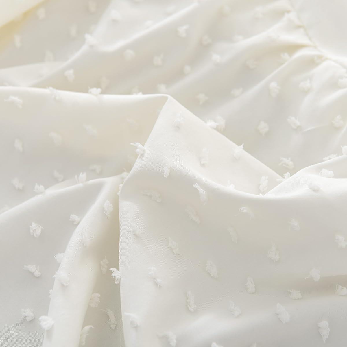 Tufted Dot Bed Skirt Queen Size Ruffled Bed Skirt with Split Corners, 14 Inch Drop Dust Ruffle Bed Skirts with Platform, Ivory