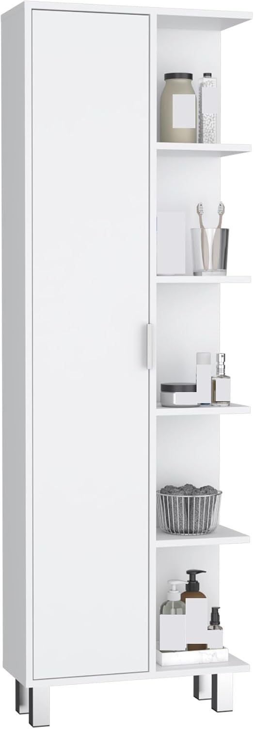 Modern Minimalist Cabinet, Contemporary Storage Locker with 1 Door and 9 Shelves,for Kitchen Home