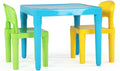 Humble Crew Kids Plastic Table and Chair Set, Toddler Activity Table with 2 Chairs, Lightweight Easy-Clean Kids Desk for Play, Snacks & Crafts, Indoor Outdoor Playroom Furniture, Aqua/Green/Yellow