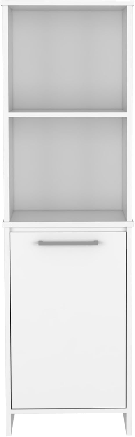 Eiffel Kitchen Pantry, Two External Shelves, Single Door Cabinet, Two Interior Shelves White -White