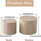 Round Nesting Coffee Table Set of 2 Modern Small Round Coffee Table Travertine Side Table Small End Table Circular Coffee Tables Circle Nested Coffee Tables for Living Room (Travertine)