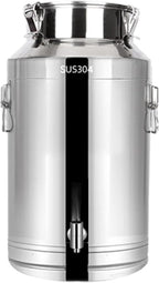 Metal Bucket, Milk Jug Sealed Tank 304 Stainless Steel Milk Transport Cans Bucket Milk Fermentation Tank Milk Wine Bucket Oil Tea Tank with Faucet for Liquid Storage and Transport(12.68Gal/48L)