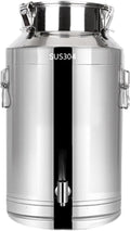 Milk Jug Sealed Tank 304 Stainless Steel Milk Transport Cans Bucket Milk Fermentation Tank Milk Wine Bucket Oil Tea Tank with Faucet for Liquid Storage and Transport(9.25Gal/35L)