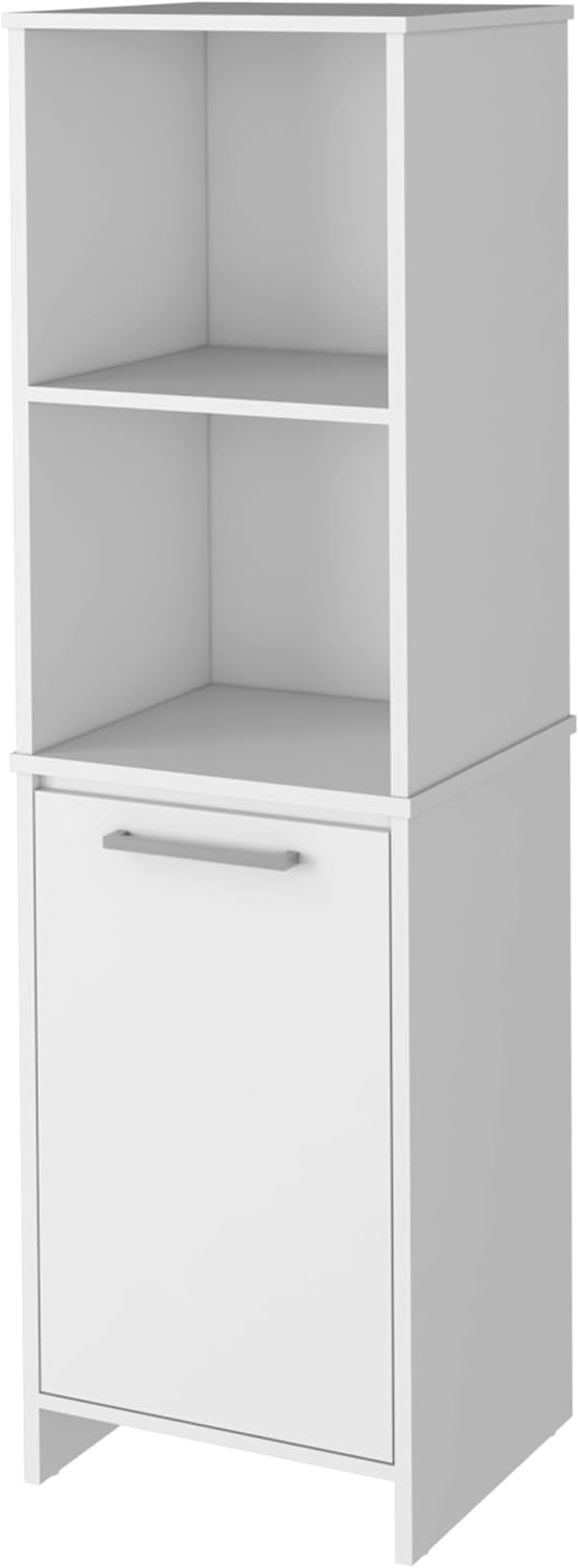 White Engineered Wood Pantry Cabinet, 4 Shelves, Single Door, Soft Close Hinges - 15.74" L x 17.71" W Kitchen Storage Solution