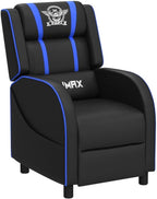 POWERSTONE Gaming Recliner Chair, Reclining Gaming Chairs for Adults Ergonomic Leather Sofa with Footrest Lumbar Support Headrest and Side Pouch for Living Room Home Theater, Blue
