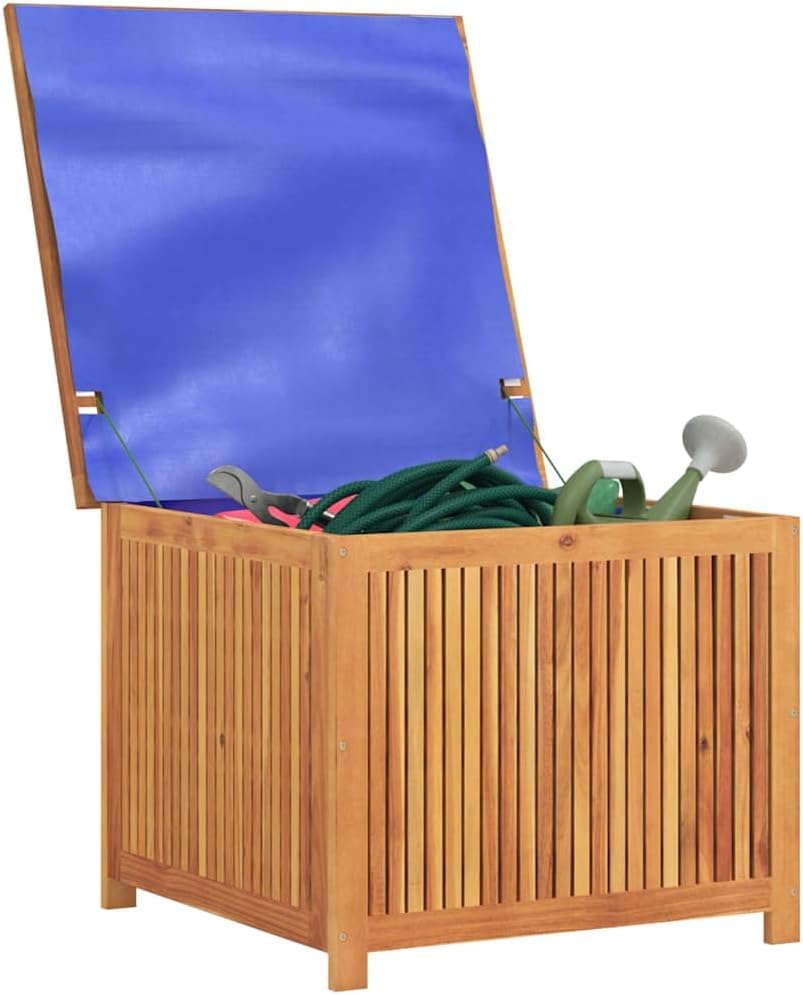 Rustic Garden Storage Box Solid Acacia Wood 29.5x29.5x22.8 in Natural Wood Outdoor Seat for Cushions Toys Tools