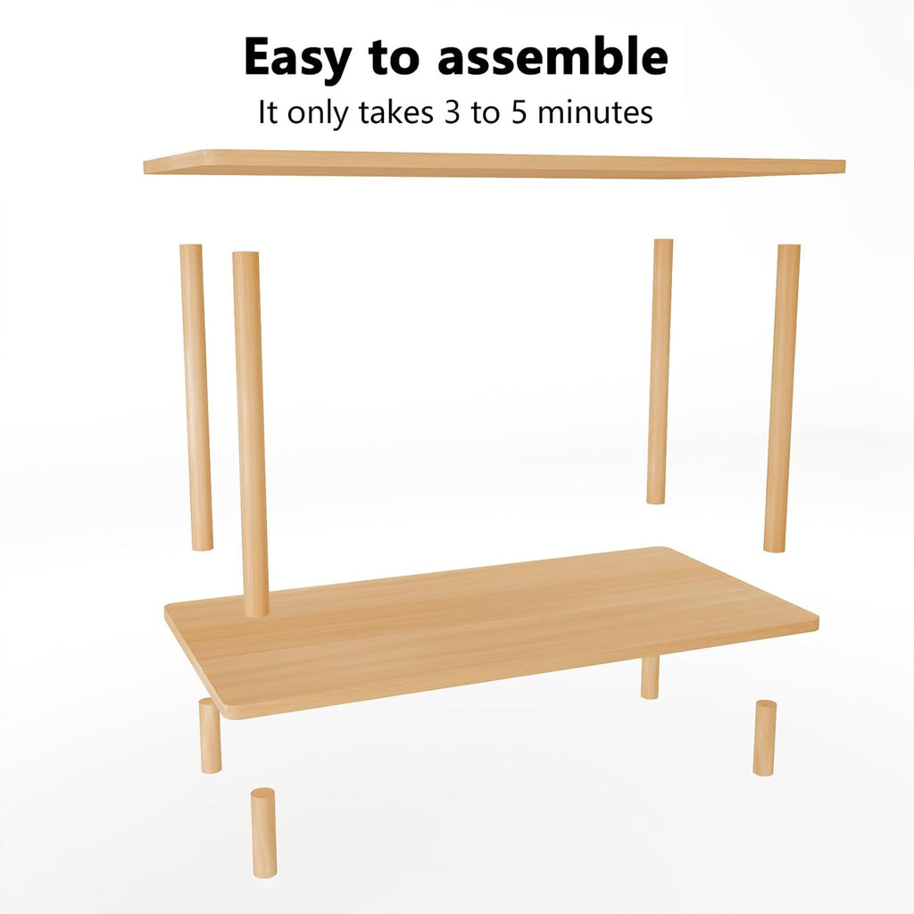 Funecy 2-Tier End Table, Sofa Side Table with Storage, Narrow Side Table, Bedside Table for Bedroom，for Living Room and Small Space (Natural)