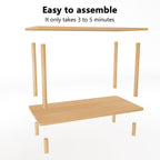 Funecy 2-Tier End Table, Sofa Side Table with Storage, Narrow Side Table, Bedside Table for Bedroom，for Living Room and Small Space (Natural)