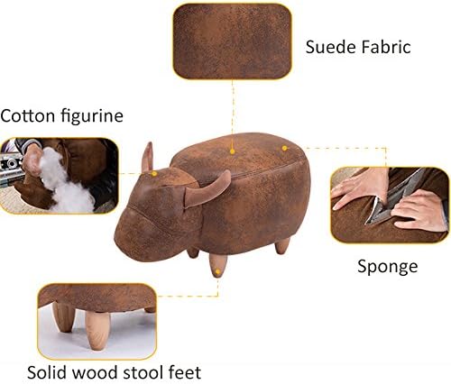 OLizee® Decorative Cow Storage Ottoman Footstool Cute Animal Upholstered Stool for Kids Wooden Accent Footrest, Black White