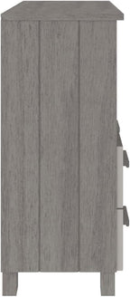 Light Grey Sideboard with Solid Pine Wood and MDF Construction, Modern Storage Cabinet for Living Room or Dining Room, 4-Drawer Furniture Piece with Smooth Finish and Durable