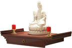 Wall-Mounted Shrine Altar, Prayer Meditation Table with Retractable Pull Plate, Buddha Shelf Statue Stand for Home, Office, Studio, Yoga(Red,15.7 * 9.1in)