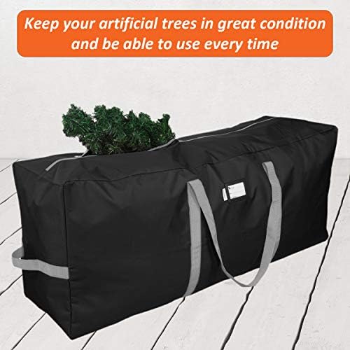 Heavy Duty Christmas Tree Storage Bag, Fits Up to 9 Ft. Tall Disassembled Trees, 25" H X 20" W X 65" L, Durable 600D Oxford Material, Heavy Duty Xmas Storage Container (Black)
