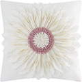 OiseauVoler Decorative 3D Flower Throw Pillow Covers Handmade Cushion Cover Cases for Couch Bed Living Room Farmhouse Home Decor 18 x 18 Inch Cream White