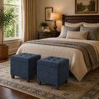 Homepop Square Tufted Storage Ottoman - Dusty Navy