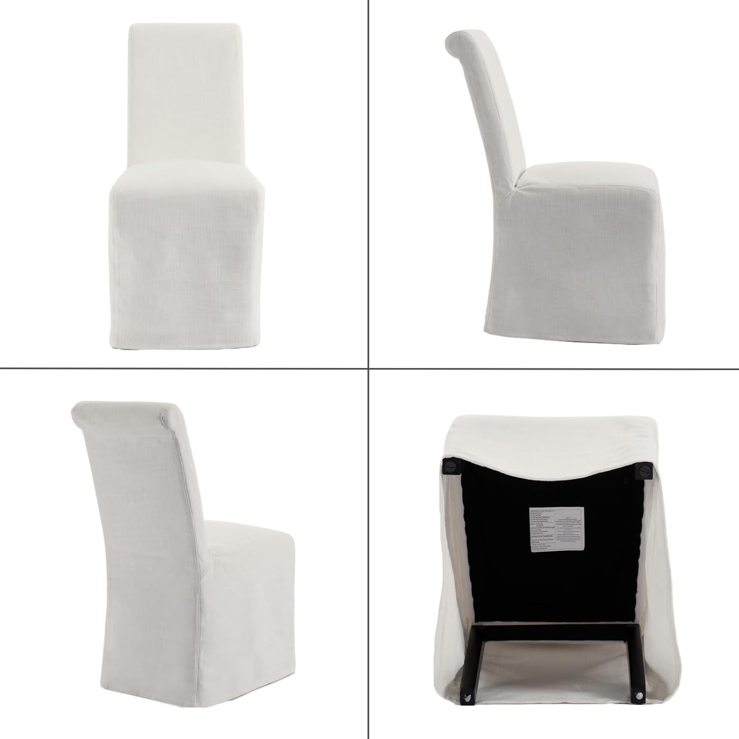 chairus Slipcovered Parsons Dining Chairs Set of 6, Upholstered Dining Room Chairs with Washable Linen Cover & High Back, Modern Farmhouse Wooden Side Kitchen Chairs, Cream White