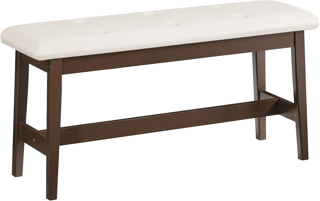 HOOBRO Dining Bench, Bamboo Dining Room Bench with PU Leather Upholstered Seat, for Kitchen, Living Room, Hallway, Kitchen, Entryway, Beige and Brown CE13CD01