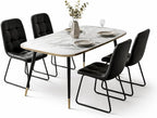 HIPIHOM 47.2''Dining Table Set for 4, Modern Rectangular Dining Table with White Marble Texture MDF Top, Nordic Style Kitchen Table for 4-6 Persons, Space-Saving Home Office Desk