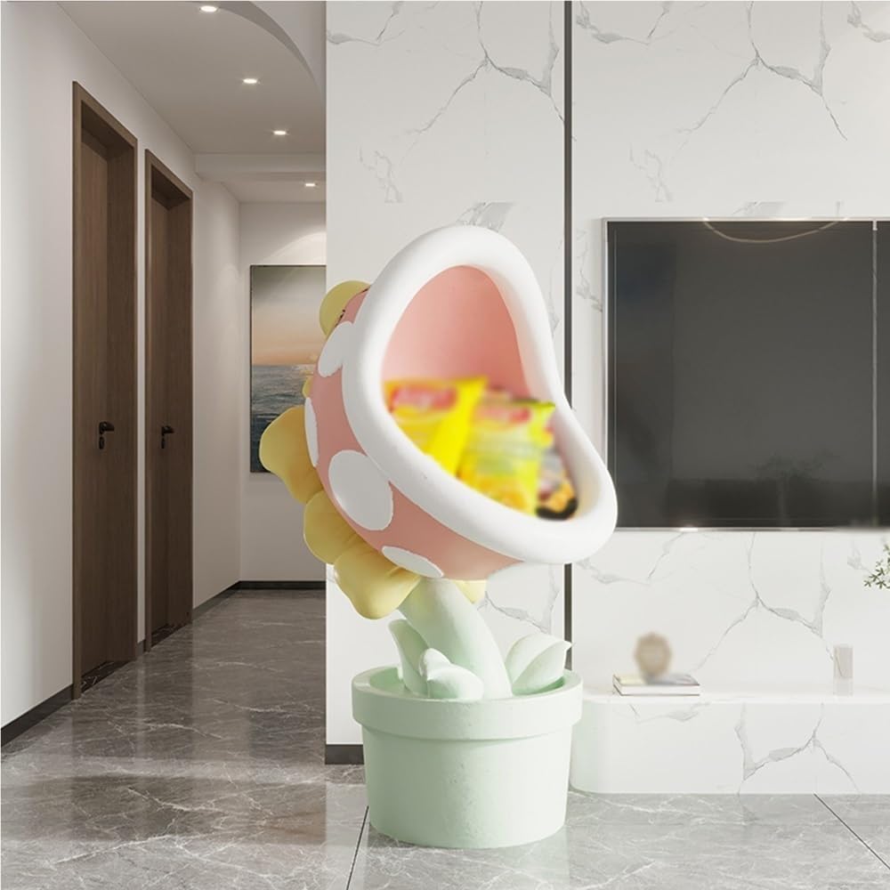 Modern Creative Side Table, Cute Snack Rack, Big-Mouthed Flower Decoration, Flower-Shaped Ornaments for Living Room, Entrance
