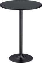 Furmax Bistro Pub Table Round Bar Height Cocktail Table for Home Bar, Round Bar Tables for Party, Dining Room, Living Room and Wedding, Metal Base MDF Top Obsidian, 40.6 Inch Height (1, Dark Black-1)