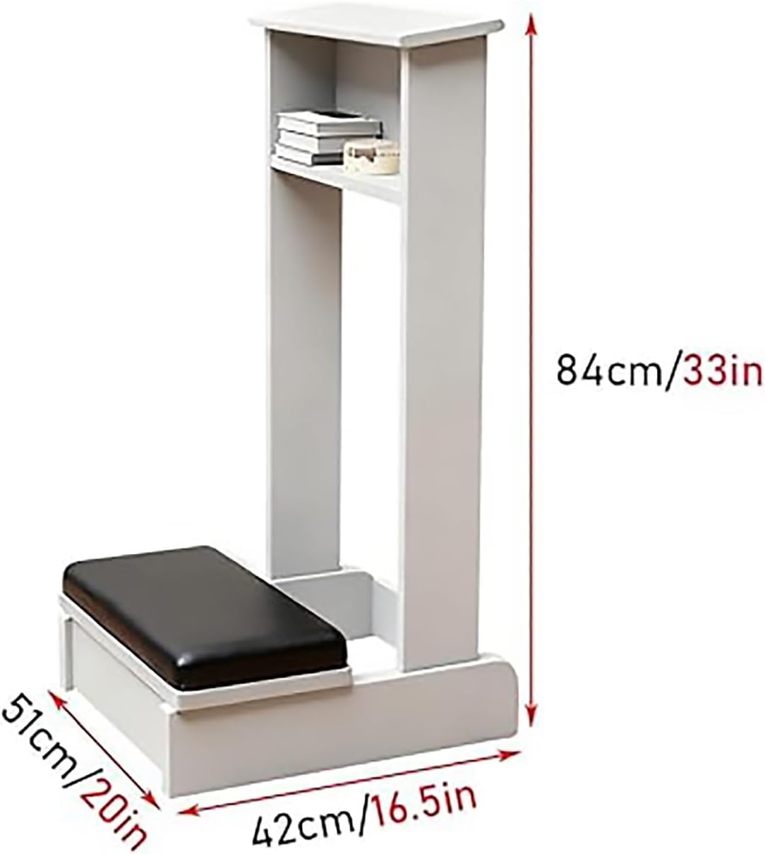 Prayer Kneeler Bench 20x16.5x33In Prayer Table Prayer Bench Stool with Shelf and Cushion Pad Church Pulpit Kneeling Chair Meditation Bench Stool(White)